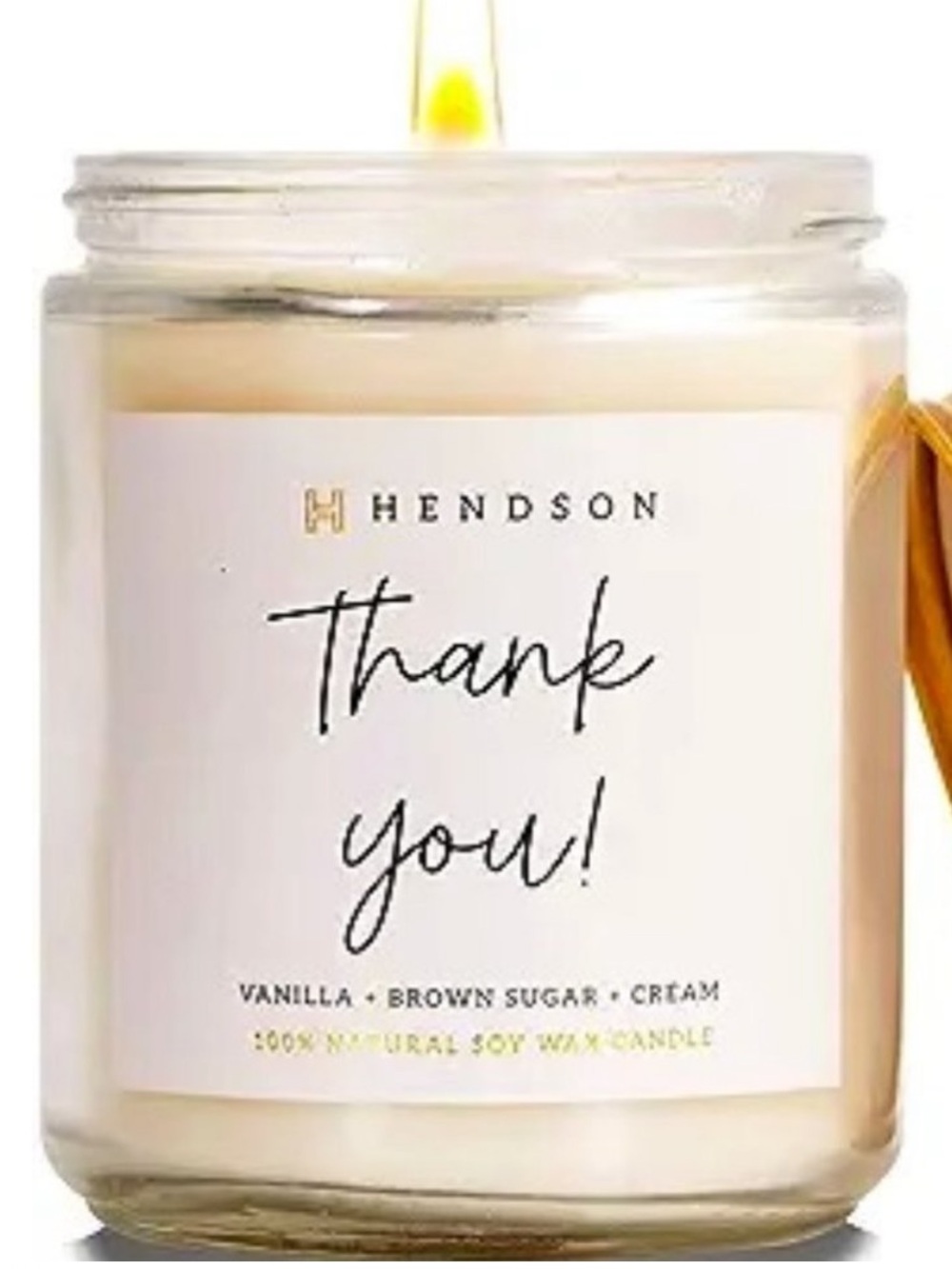 Hendson Vanilla Brown Sugar Cream Thank You Candle Glass Candle New